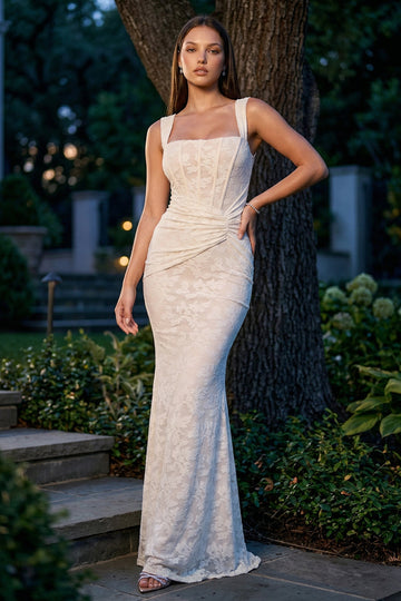 Bustier Bodice Twist Side Maxi Dress