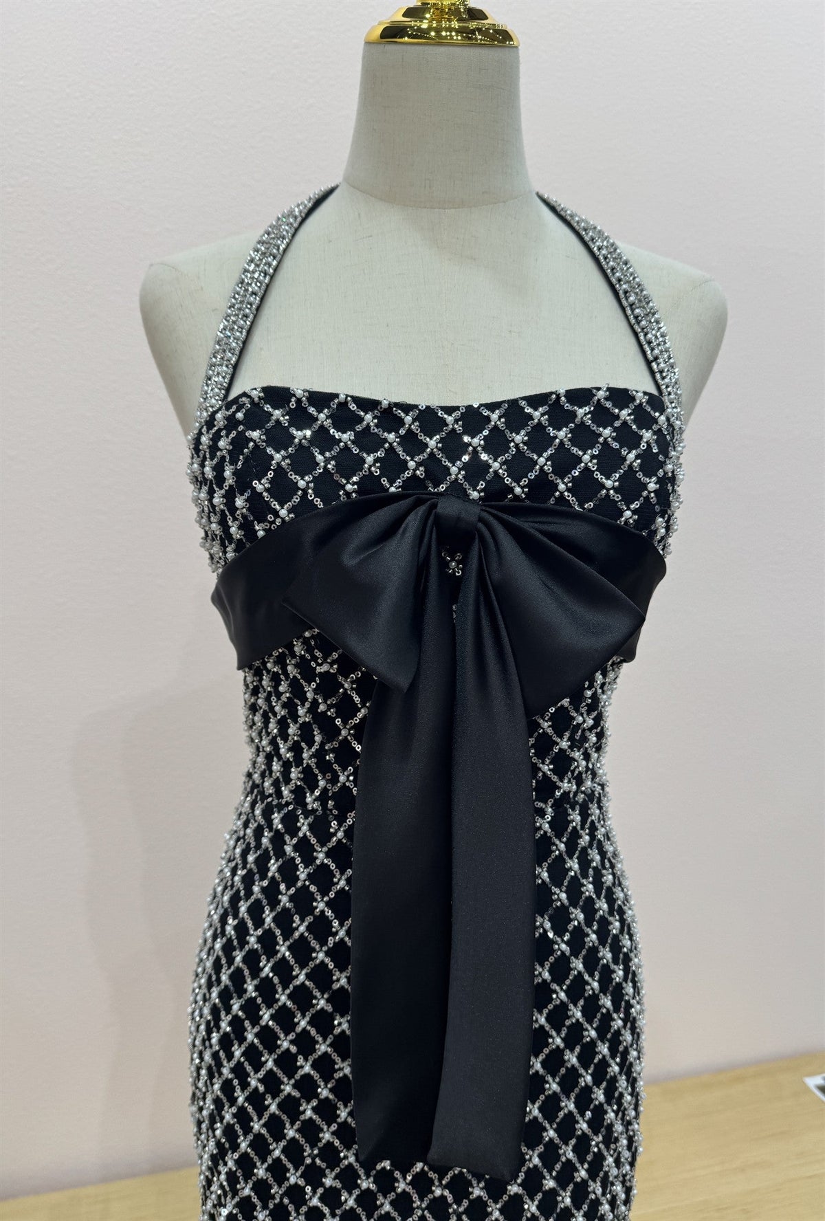 Beaded Short Halter Evening Dress | Nox Anabel NT7099