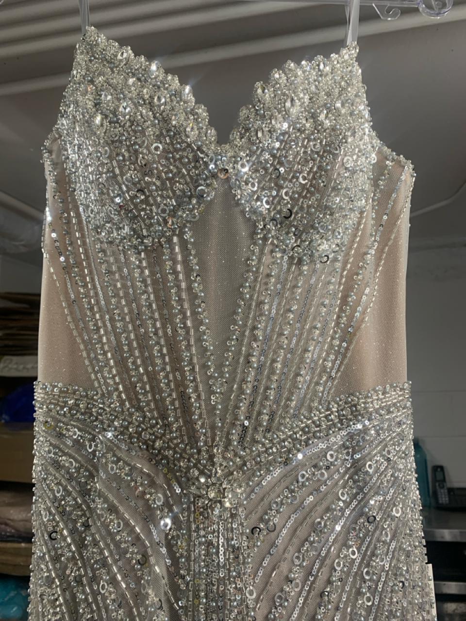 Sequin Fitted Strapless Gown by Ladivine CC398