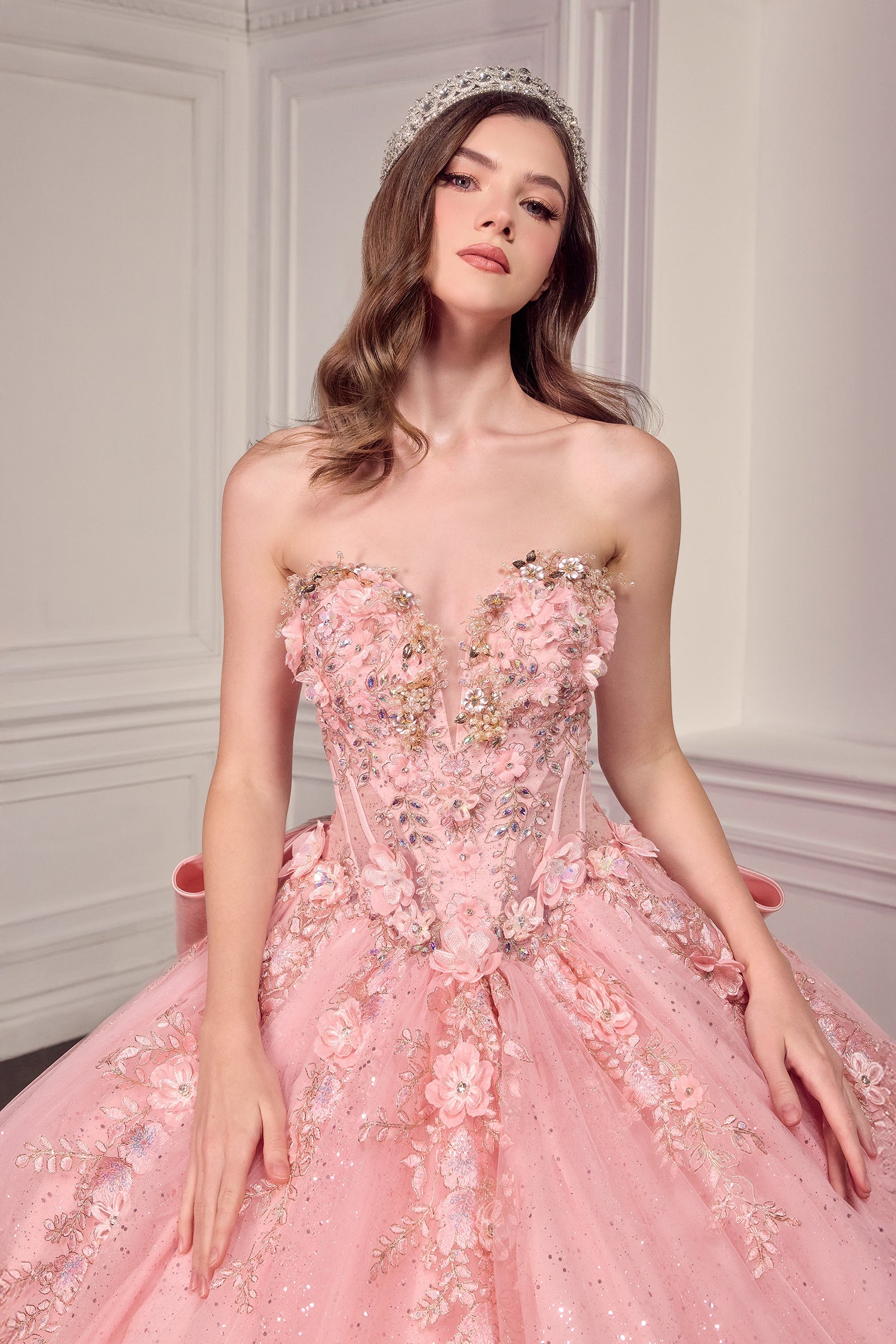 3D Floral Strapless Ball Gown by Ladivine 15726