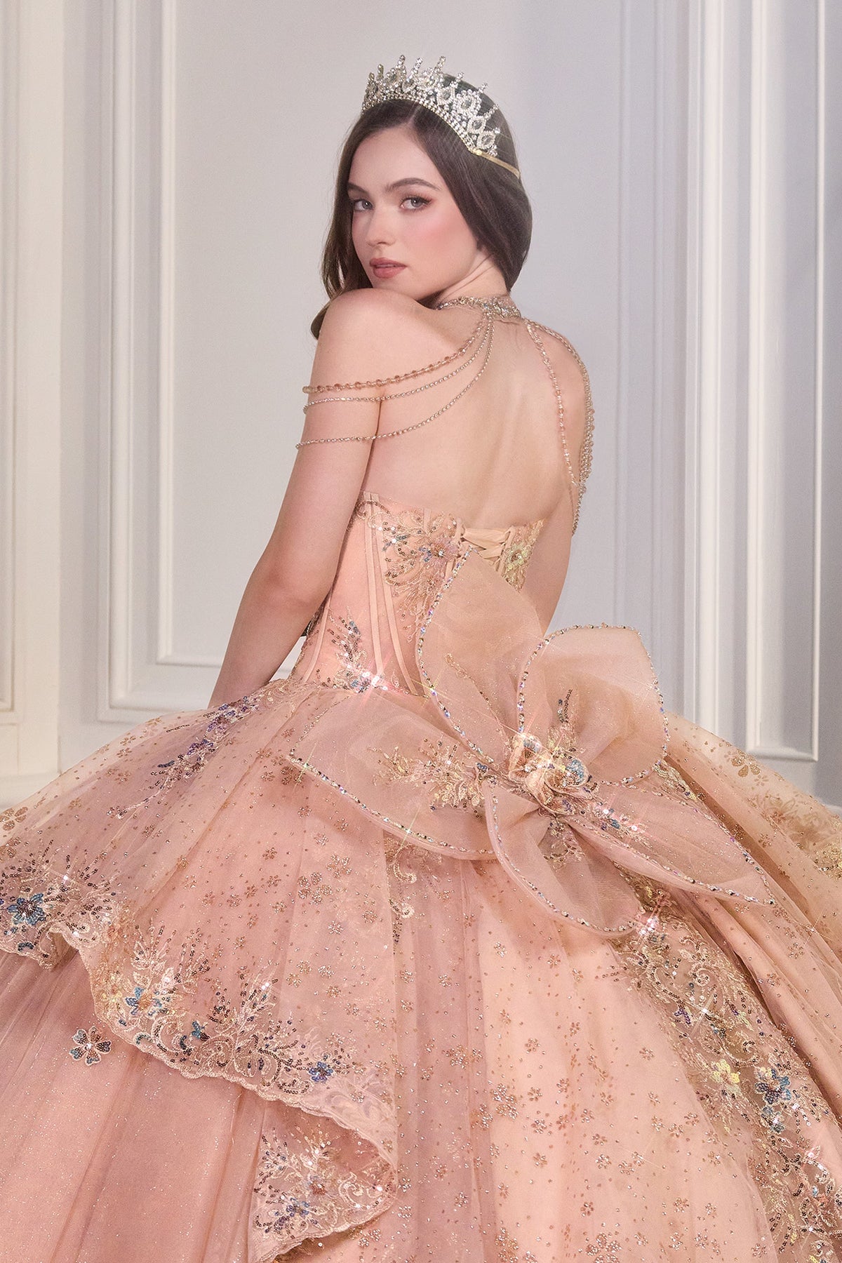 Applique Strapless Layered Ball Gown | Ladivine 15727