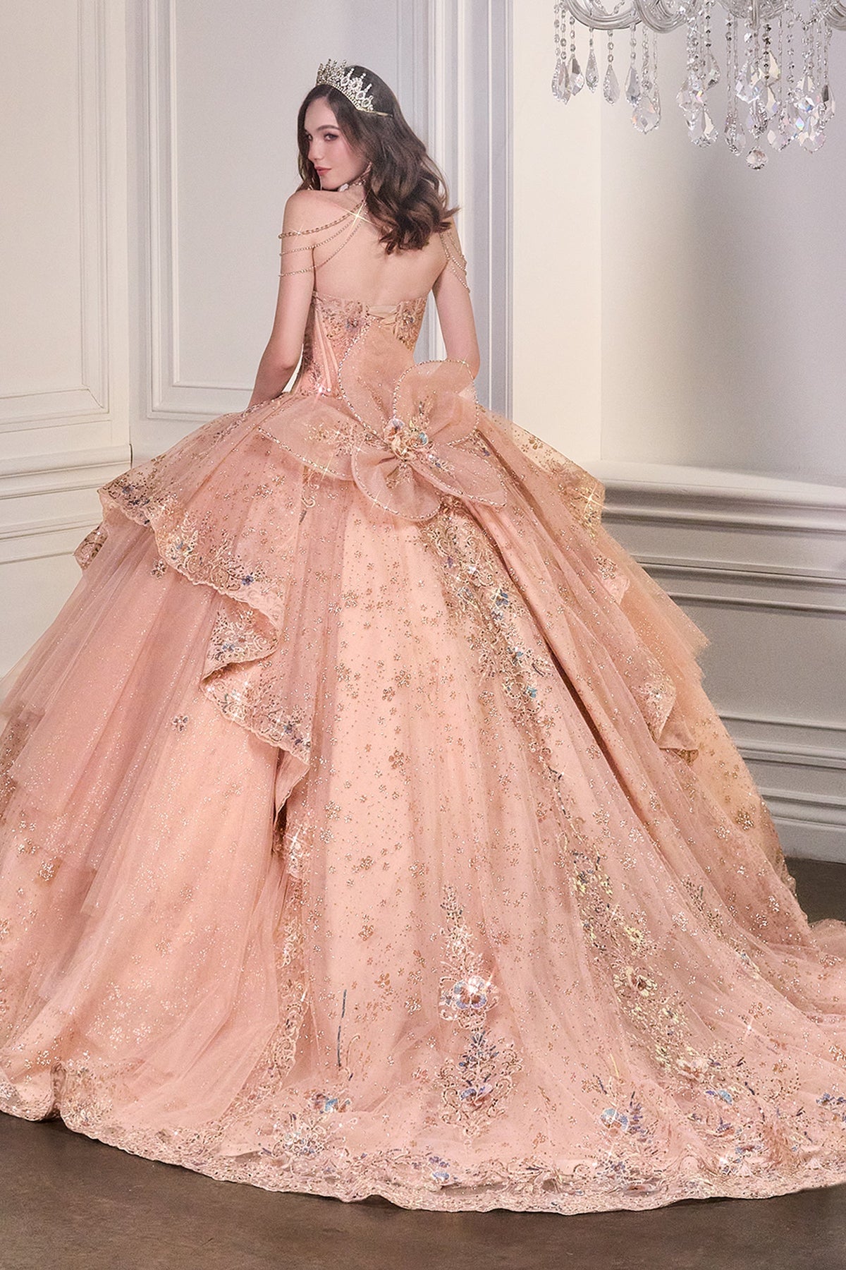 Applique Strapless Layered Ball Gown | Ladivine 15727