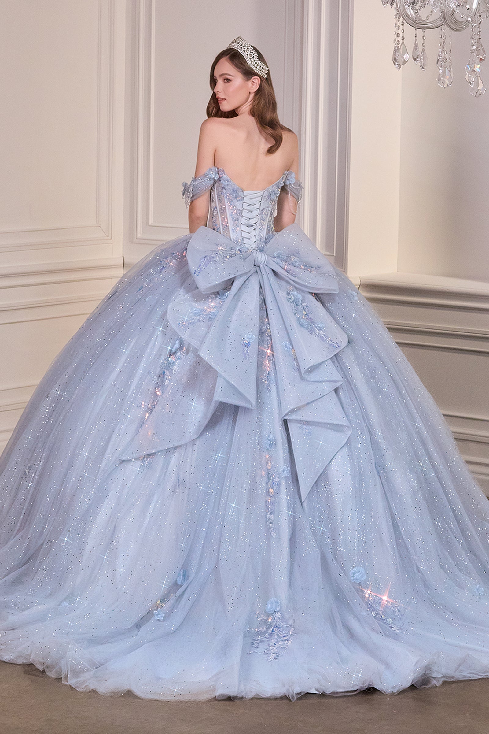 Applique Off Shoulder Ball Gown by Ladivine 15728