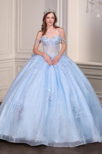 Off Shoulder Corset Ball Gown by Ladivine 15735