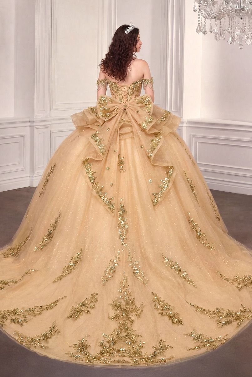Off-the-Shoulder Ruffled Ball Formal Gown | Ladivine 15746