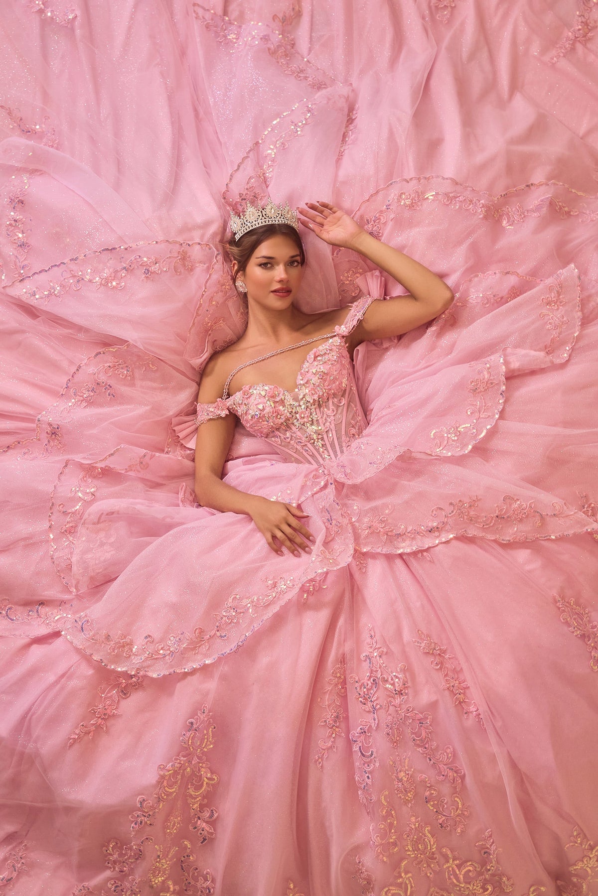Off-the-Shoulder Layered Ball Formal Gown | Ladivine 15747