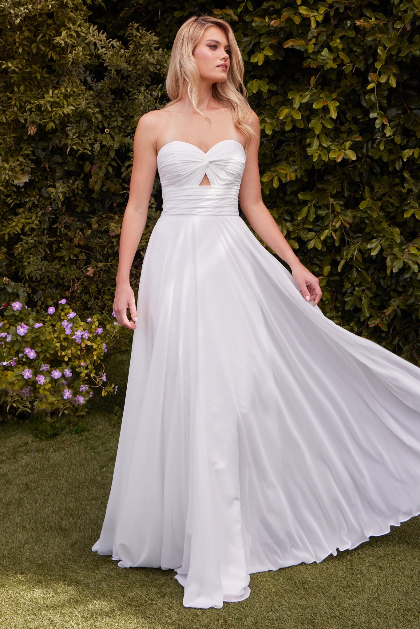White Strapless A-line Gown by Ladivine 7435W Cinderella Divine