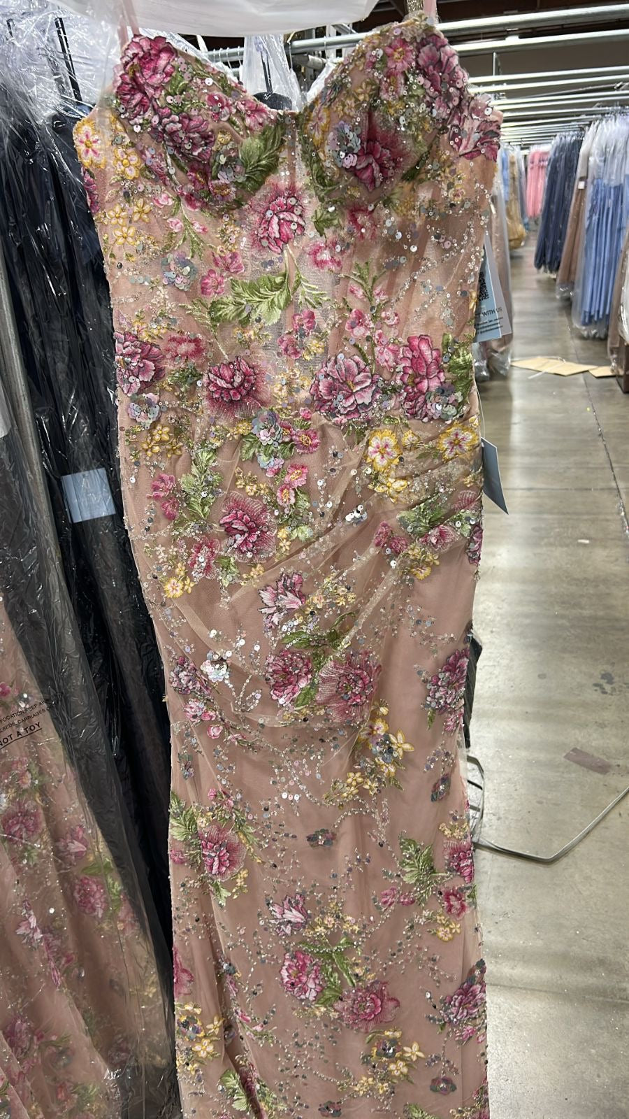 Elegant Floral Strapless Formal Gown | Andrea & Leo A1513