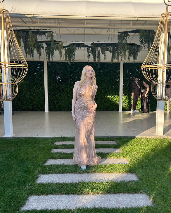 Sequin Fitted Strapless Gown by Ladivine CC416 Cinderella Divine