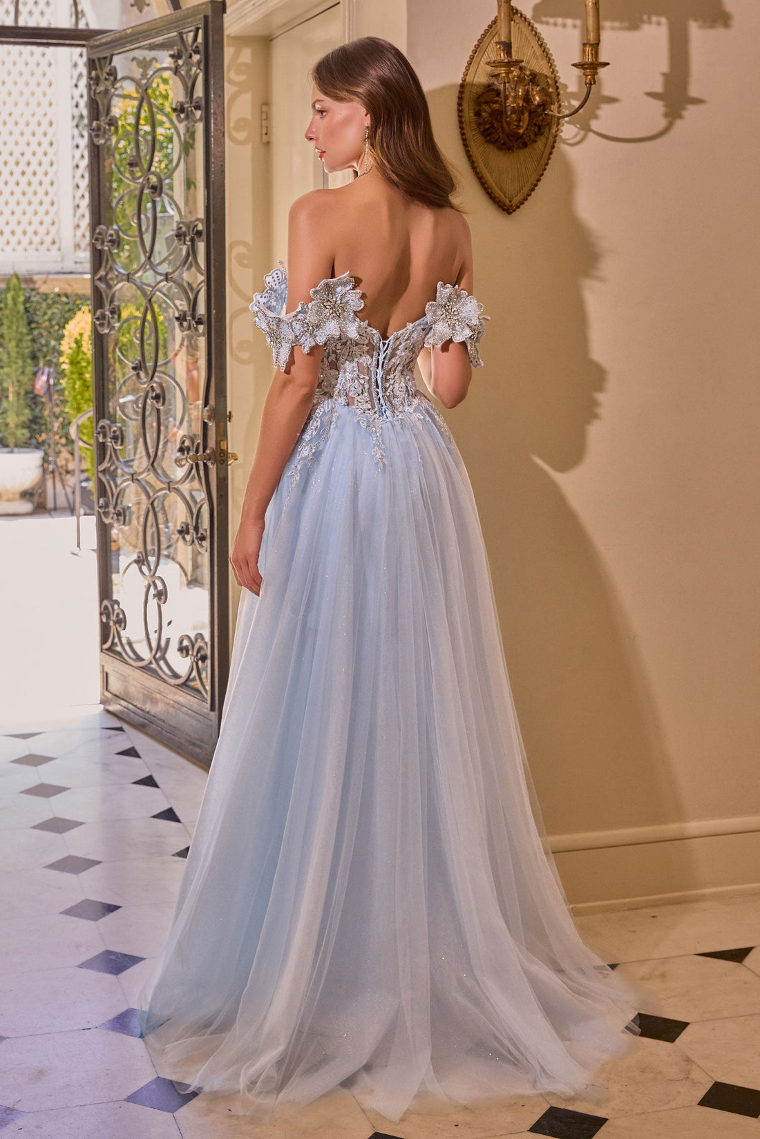 Floral Off-the-Shoulder Slit Formal Gown | Andrea & Leo A1512