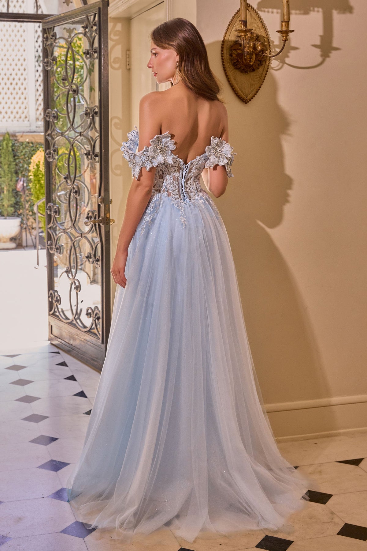 Floral Off-the-Shoulder Slit Formal Gown | Andrea & Leo A1512