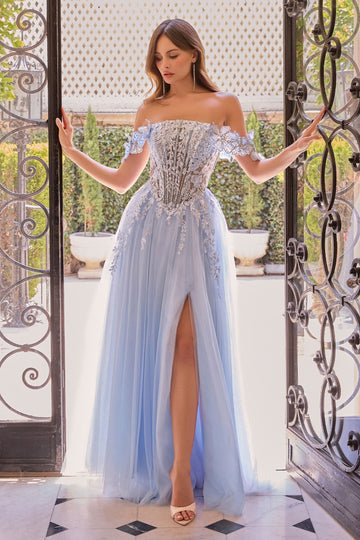 Floral Off-the-Shoulder Slit Formal Gown | Andrea & Leo A1512