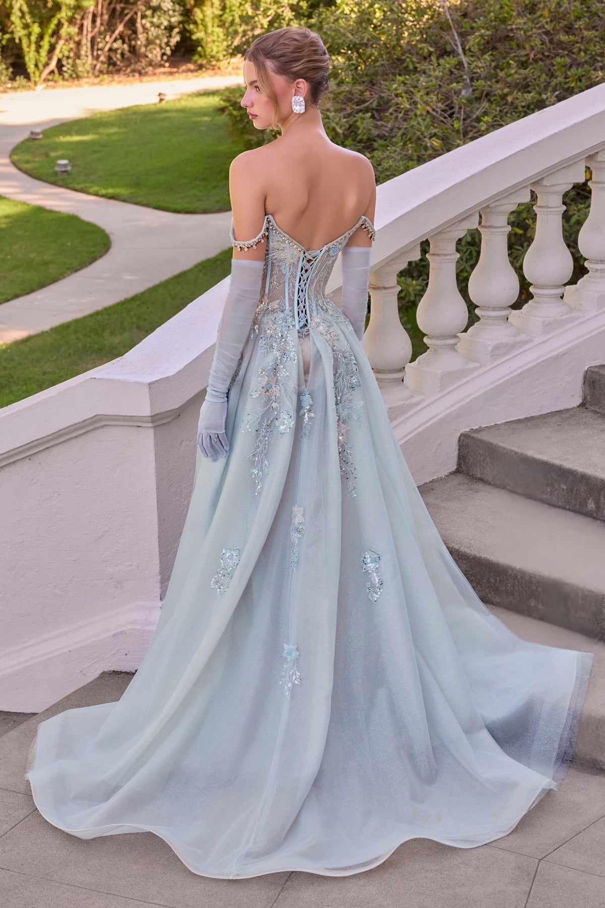 Elegant Off-the-Shoulder Overskirt Formal Gown | Andrea & Leo A1518