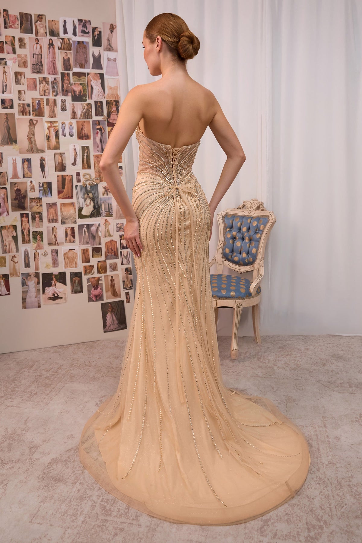 Beaded Strapless Shawl Formal Gown | Andrea & Leo A1519