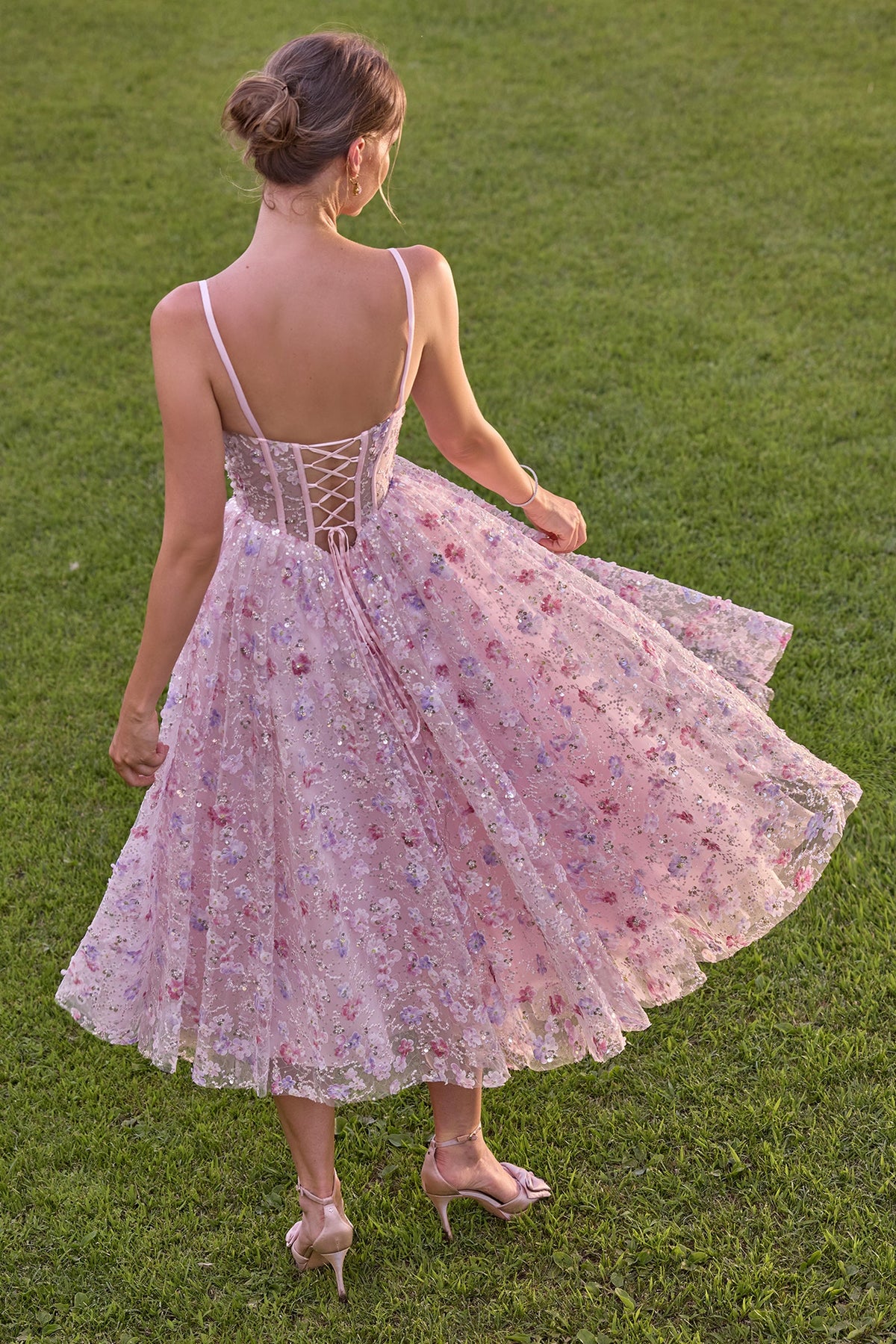 Sleeveless Tea Length Evening Dress | Andrea & Leo A1523