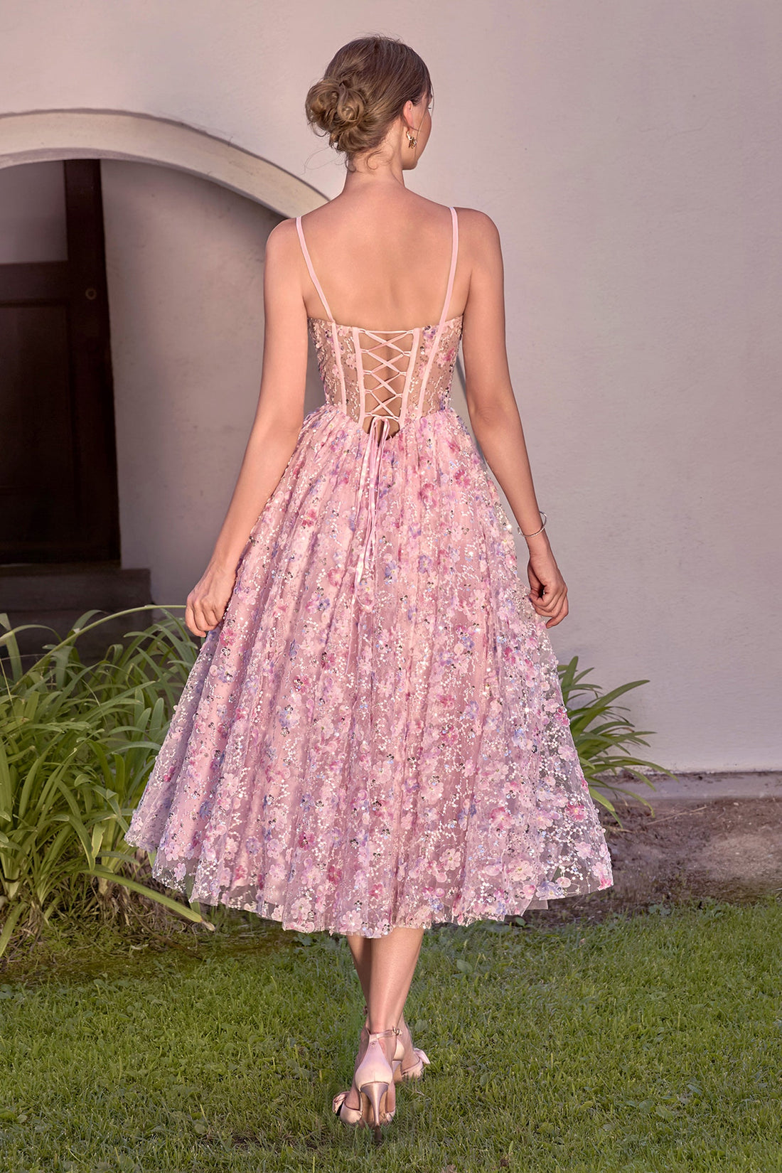 Sleeveless Tea Length Evening Dress | Andrea & Leo A1523