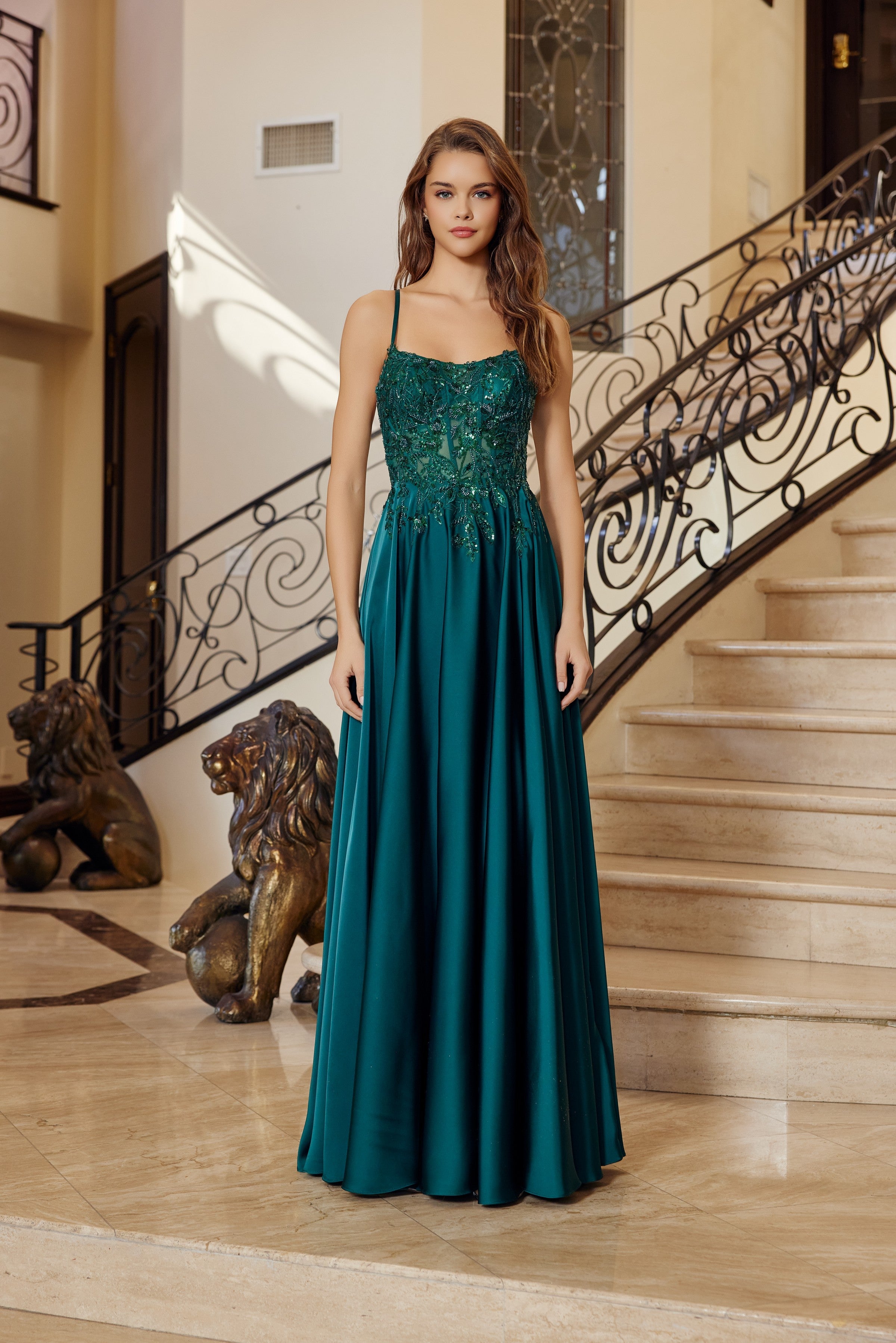 Applique Sleeveless Ball Gown by Nox Anabel A1725