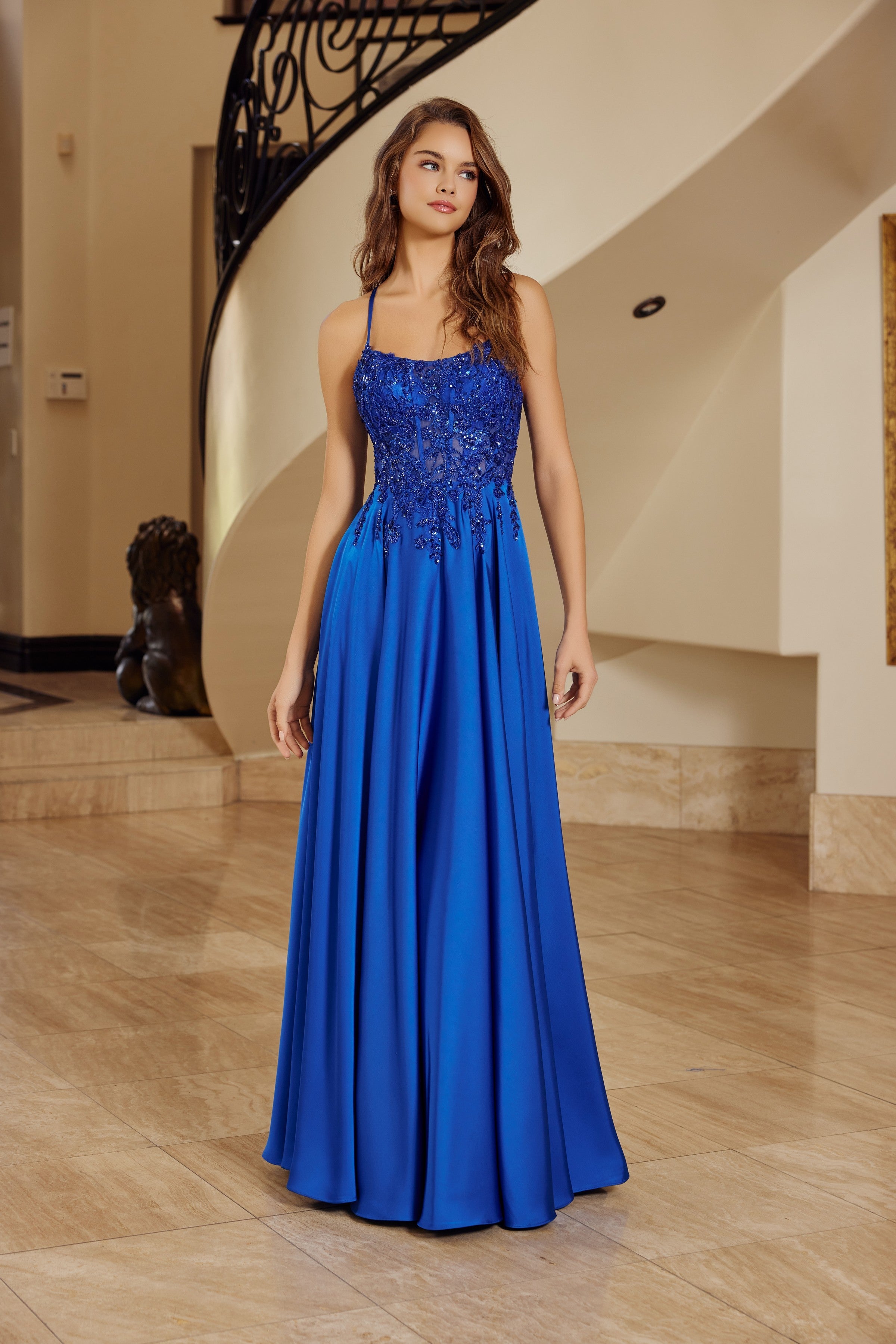 Applique Sleeveless Ball Gown by Nox Anabel A1725