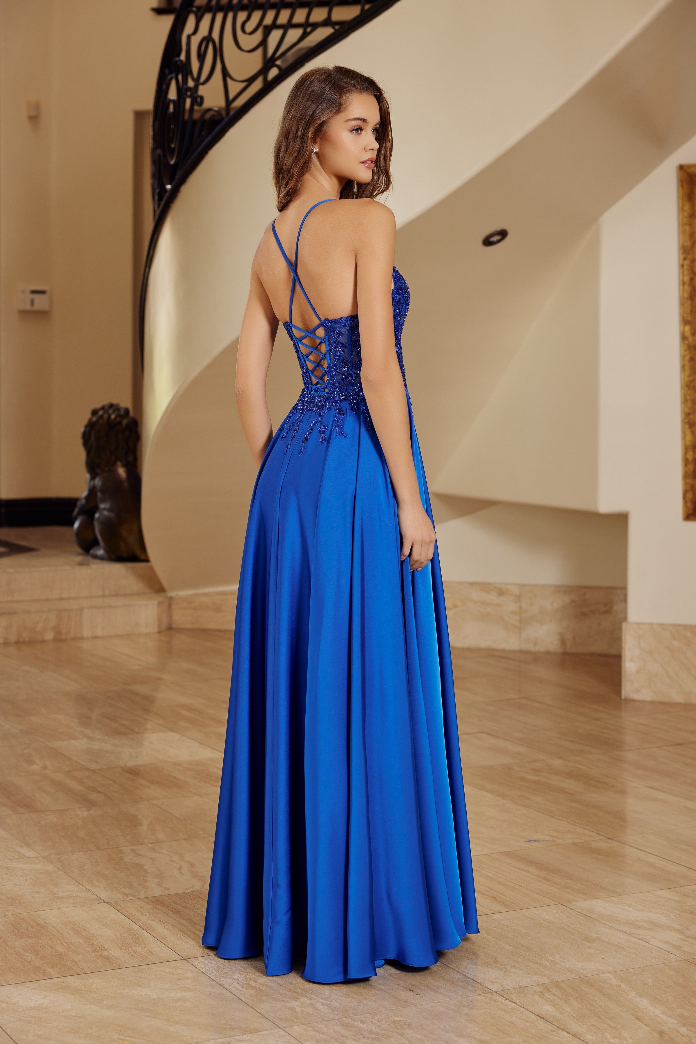 Applique Sleeveless Ball Gown by Nox Anabel A1725