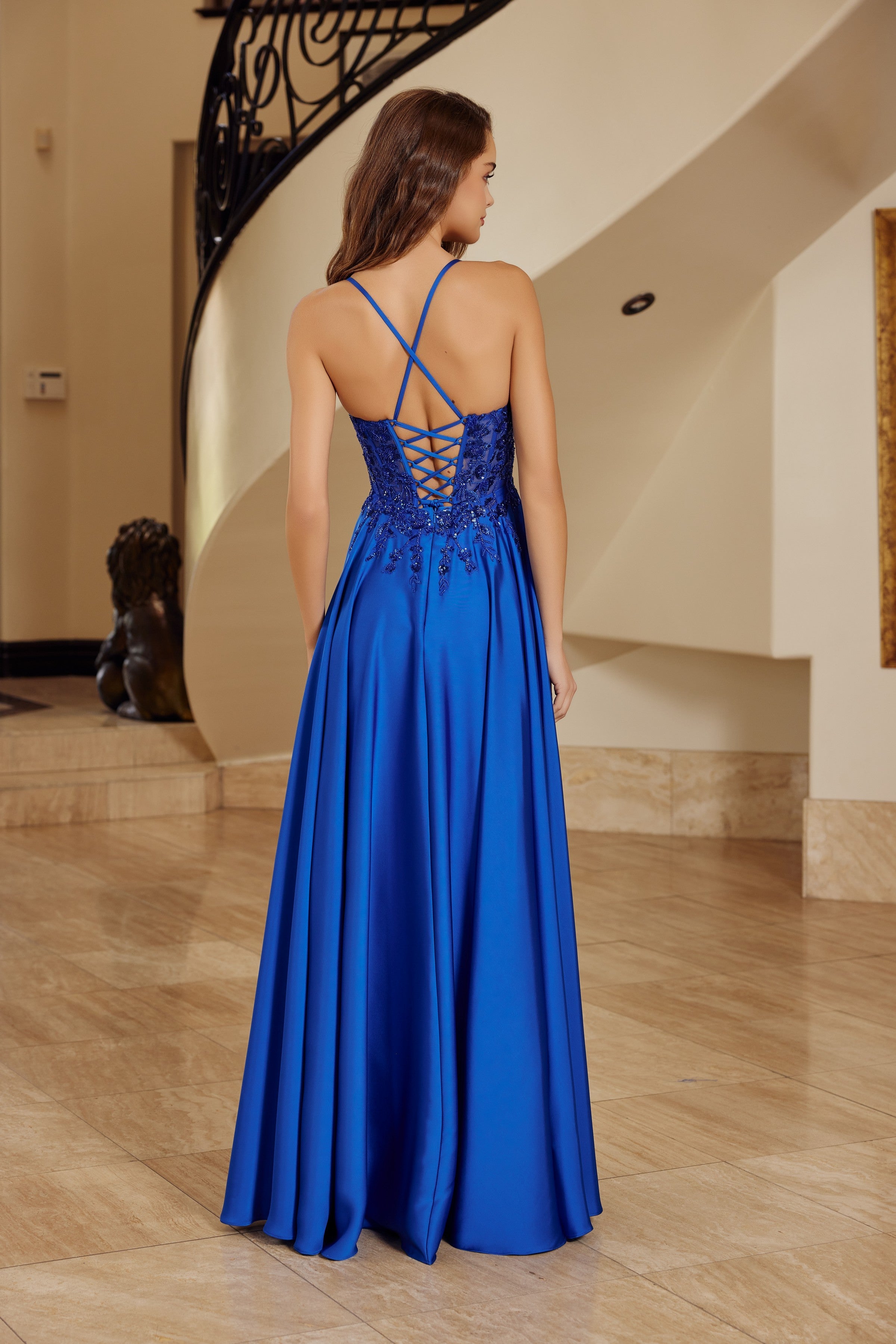 Applique Sleeveless Ball Gown by Nox Anabel A1725