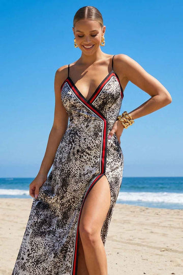 Leopard Print With Contrast Cami Maxi Dress
