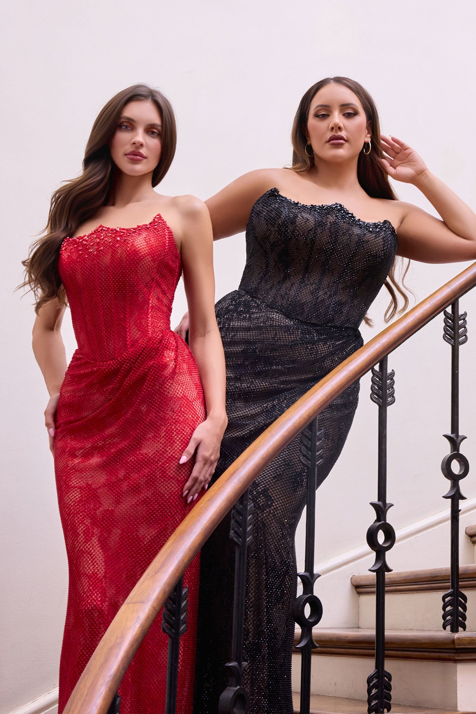 Plus Size Beaded Strapless Gown by Ladivine CB162C