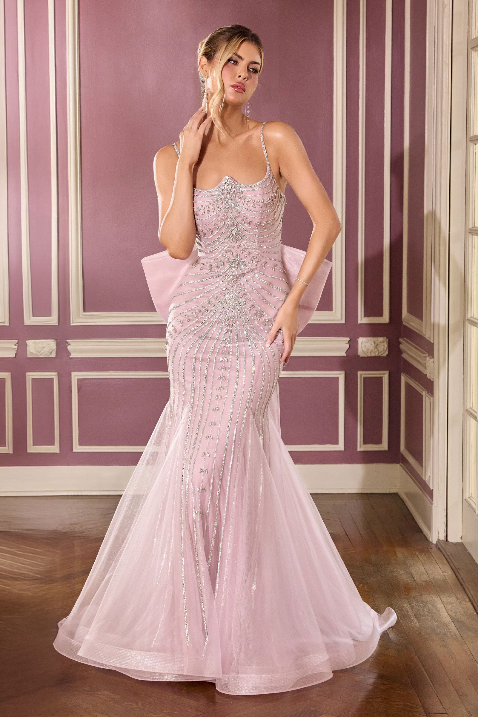 Beaded Fitted Sleeveless Gown by Ladivine CB167