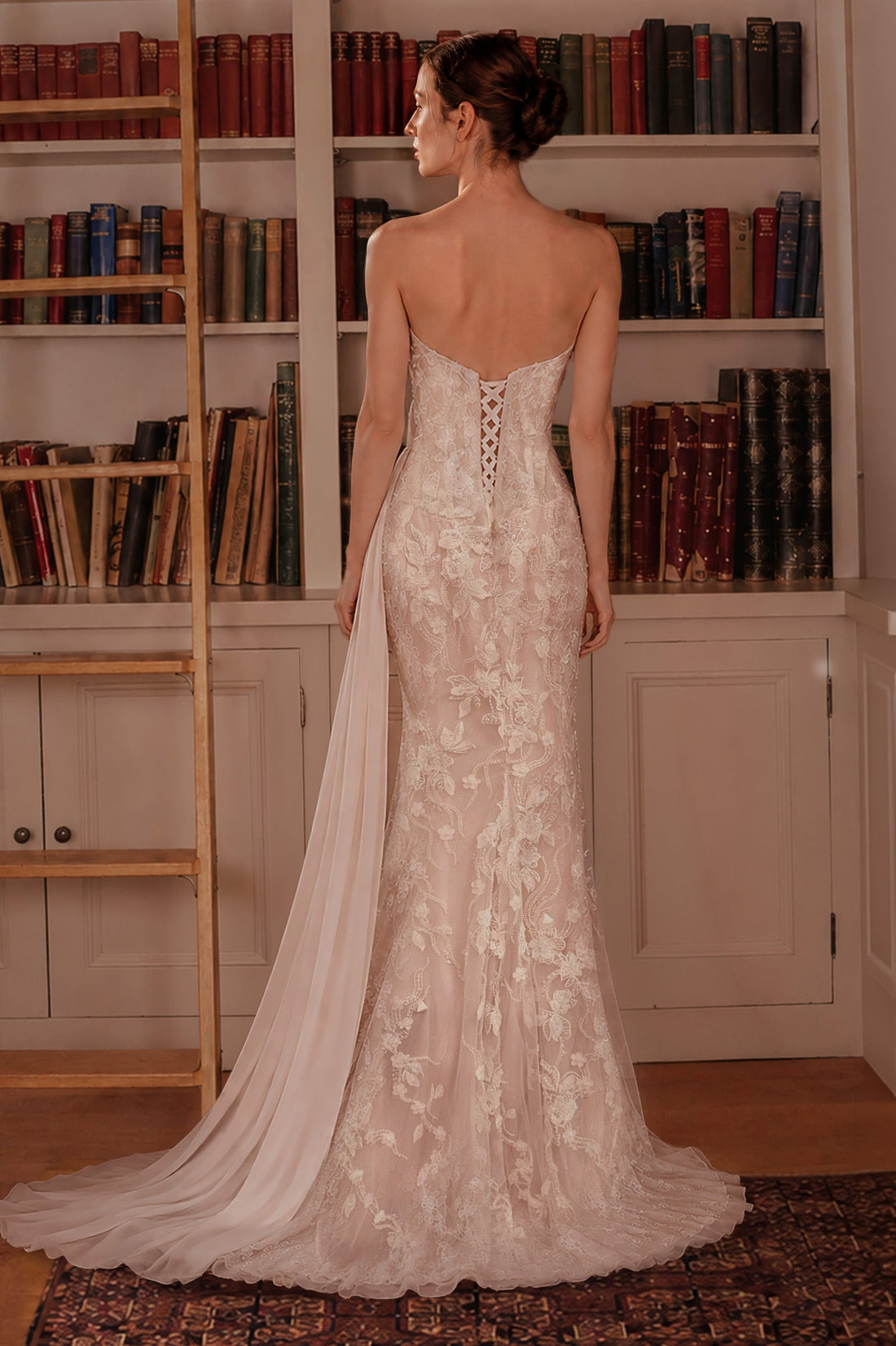 Applique Strapless Bridal Formal Gown | Ladivine CB168W