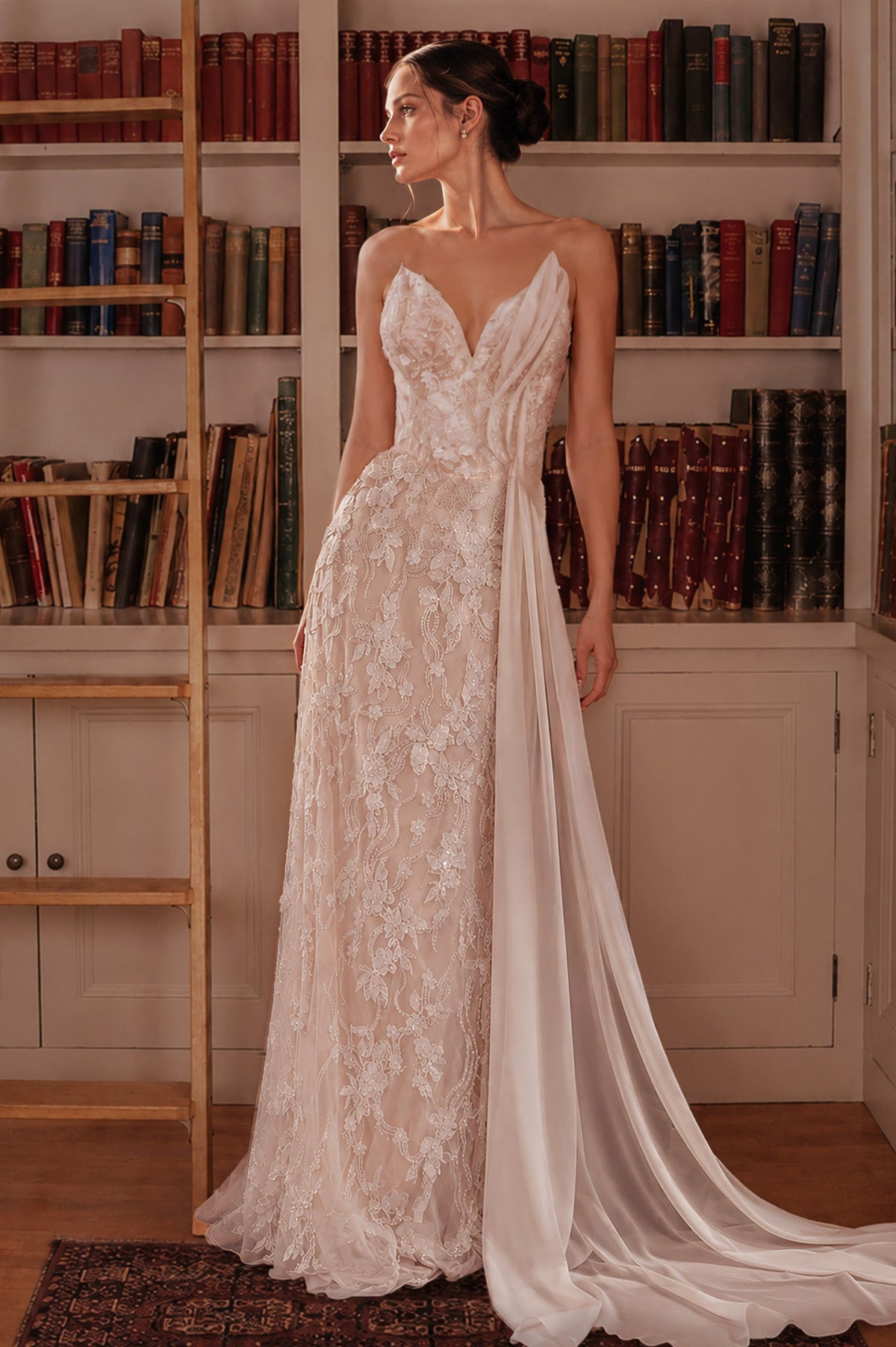 Applique Strapless Bridal Formal Gown | Ladivine CB168W