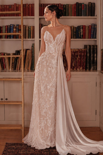 Applique Strapless Bridal Formal Gown | Ladivine CB168W