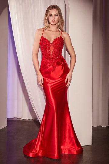 Applique i sateng Sleeveless Slit Gown | Ladivine