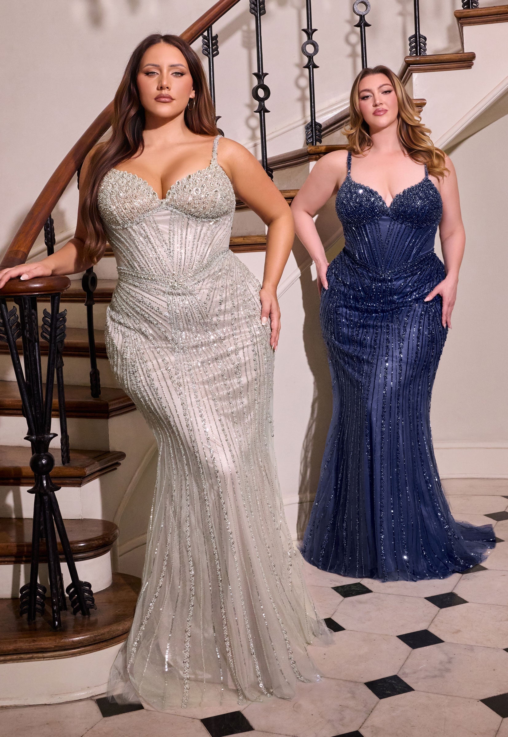 Plus Size Beaded Sleeveless Gown by Ladivine CC398C