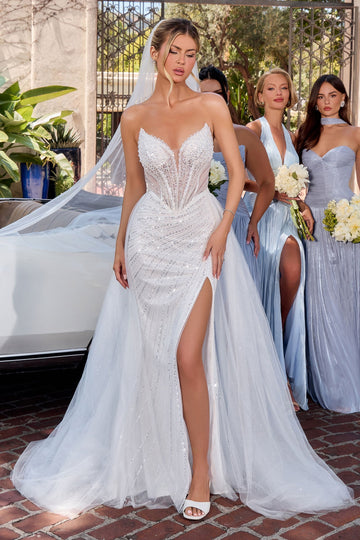 Strapless Overskirt Bridal Formal Gown | Ladivine CC492W