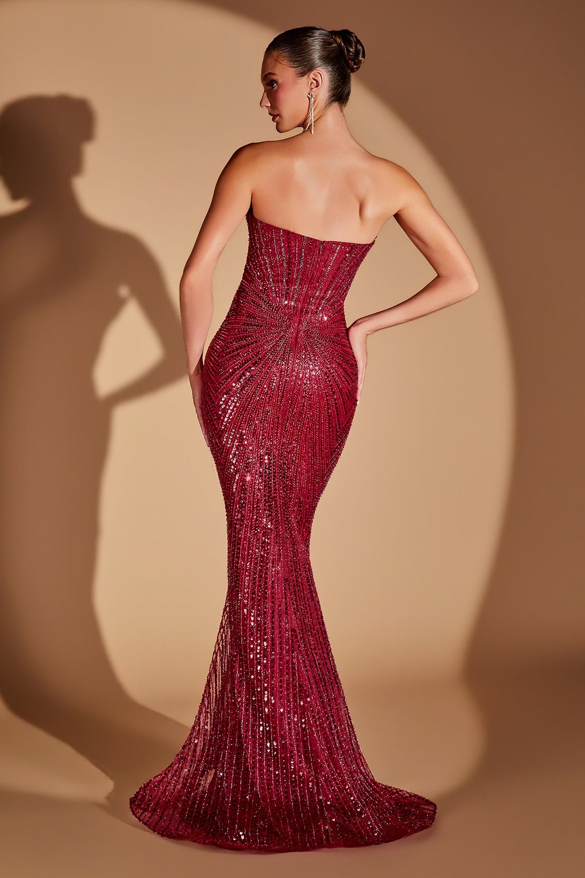 Beaded Strapless Mermaid Evening Dress | Ladivine CD0108