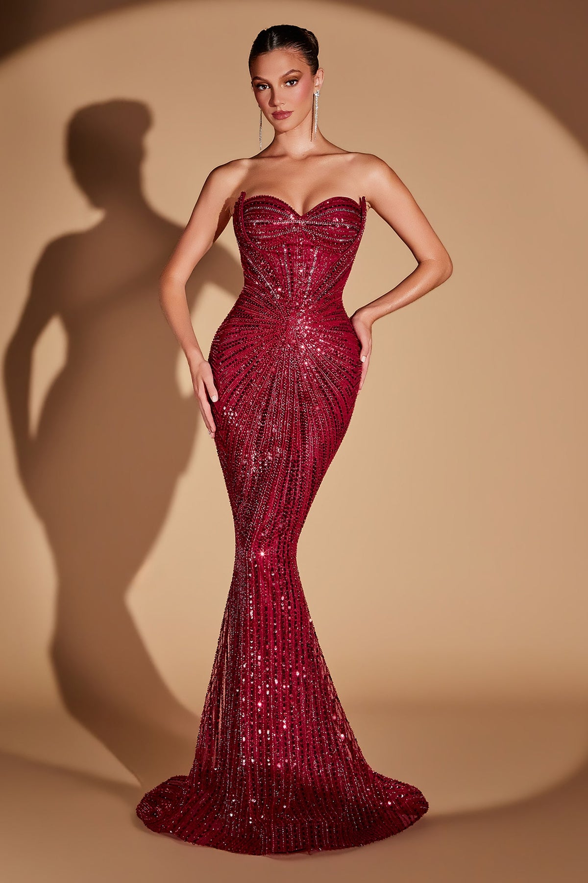 Beaded Strapless Mermaid Evening Dress | Ladivine CD0108