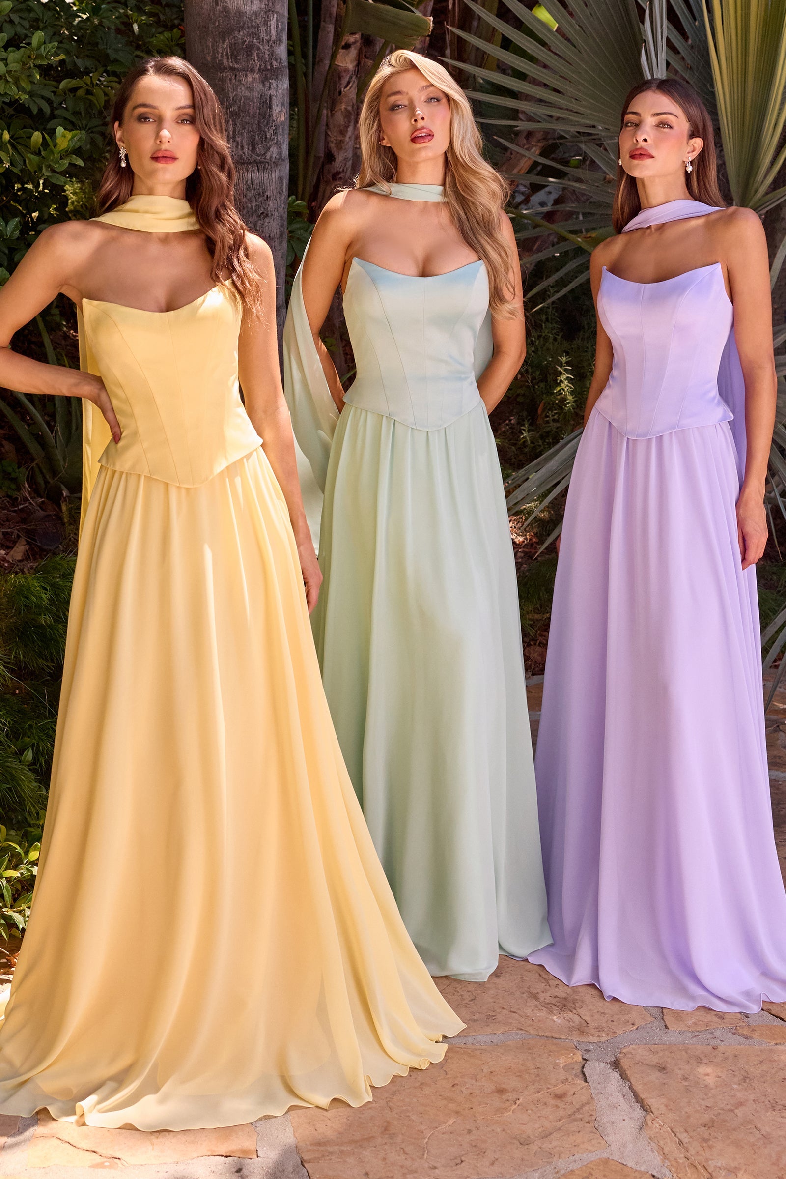 Chiffon Strapless A-line Gown by Ladivine CD386 Cinderella Divine
