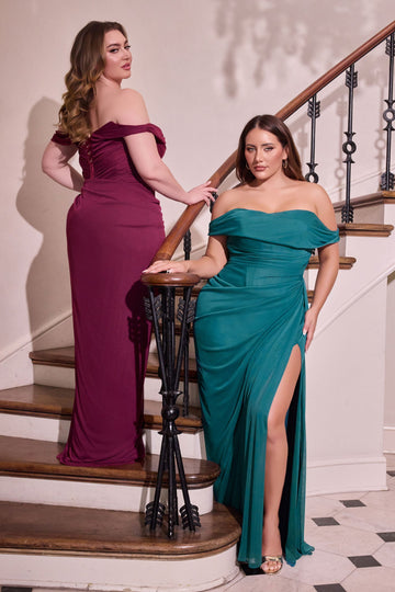 grande taille Off-the-Shoulder Slit Gown | Ladivine