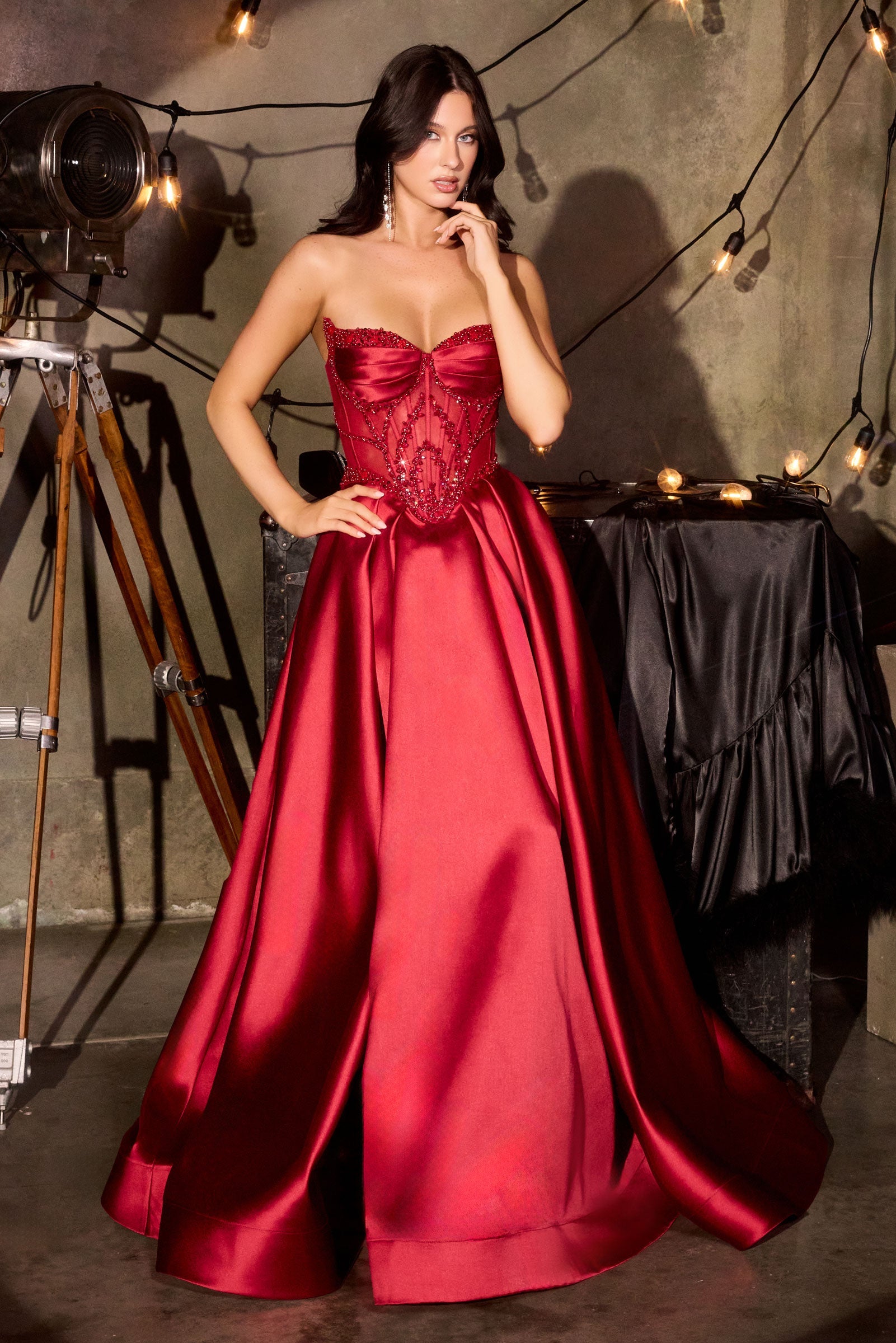 Mikado Strapless A-line Gown by Ladivine CD389