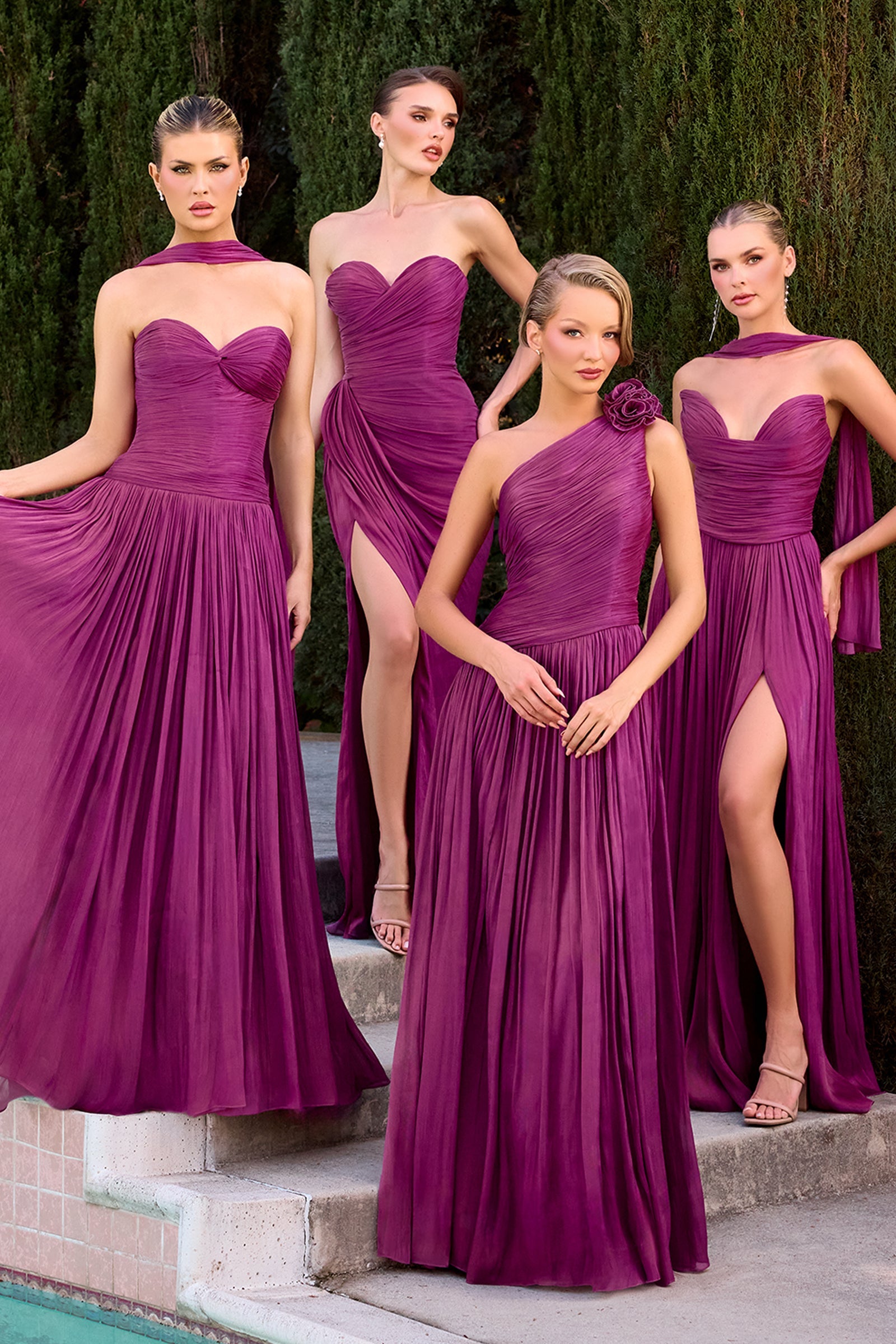 Chiffon One Shoulder A-line Gown by Ladivine CD415