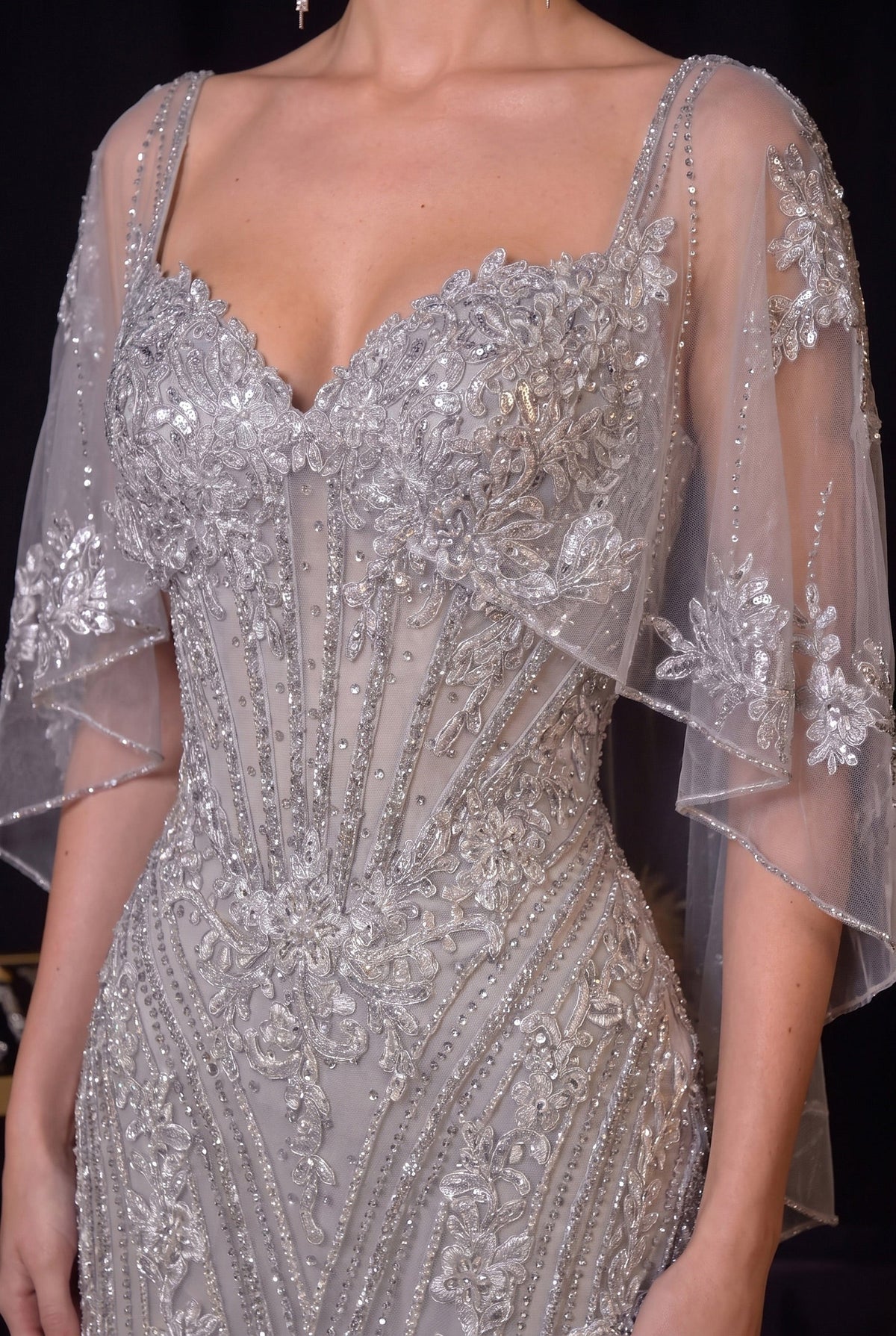 Sleeveless Capelet Mermaid Evening Dress | Ladivine CD637
