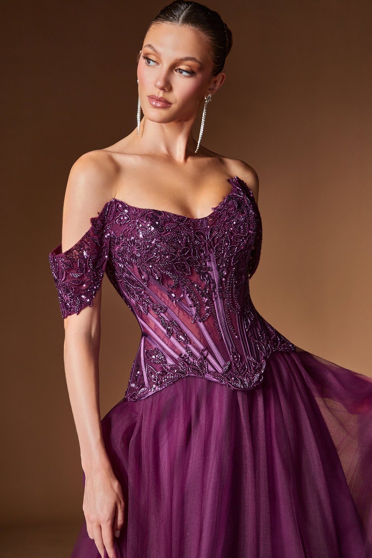 Applique Off-the-Shoulder A-Line Formal Gown | Ladivine CD657
