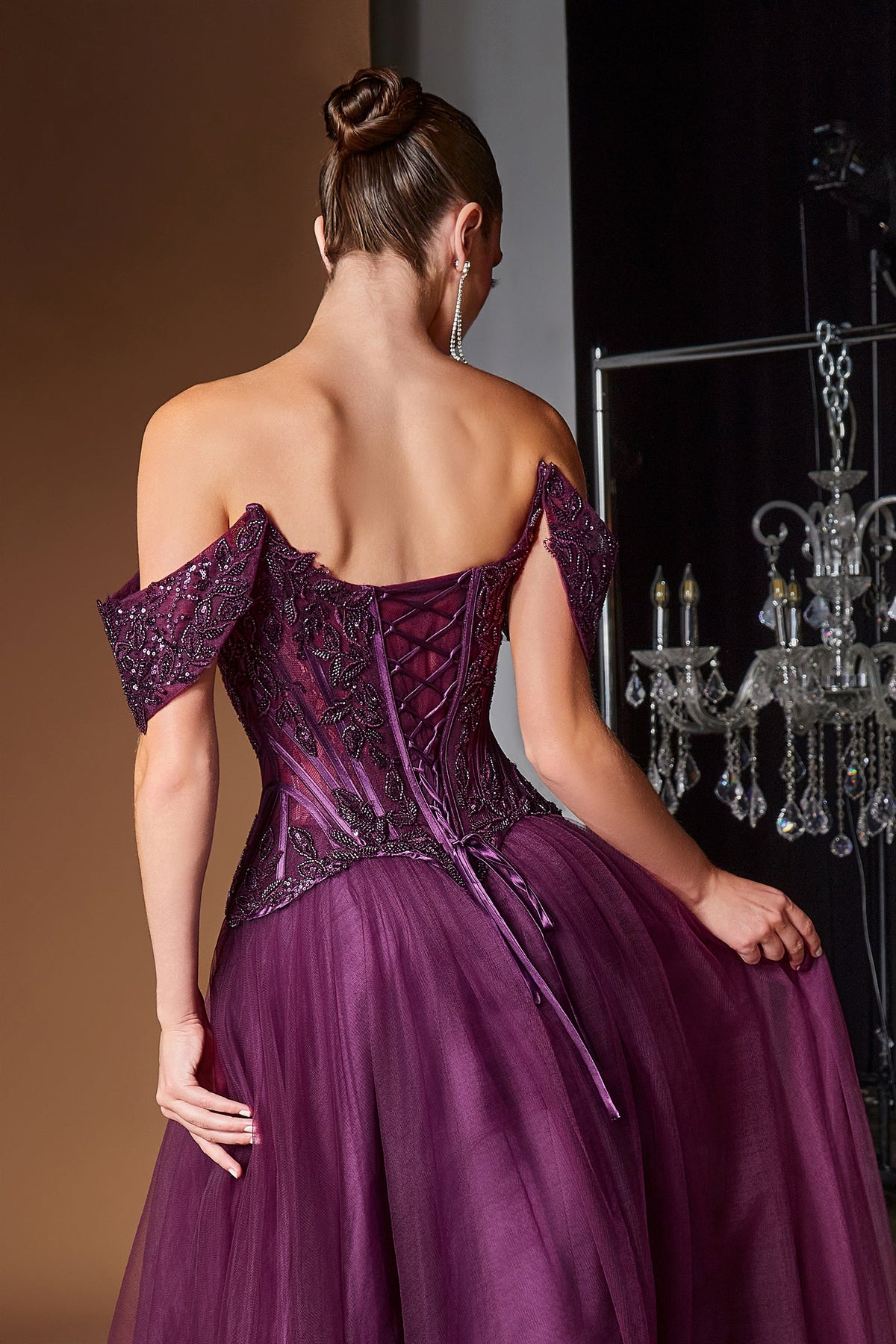 Applique Off-the-Shoulder A-Line Formal Gown | Ladivine CD657