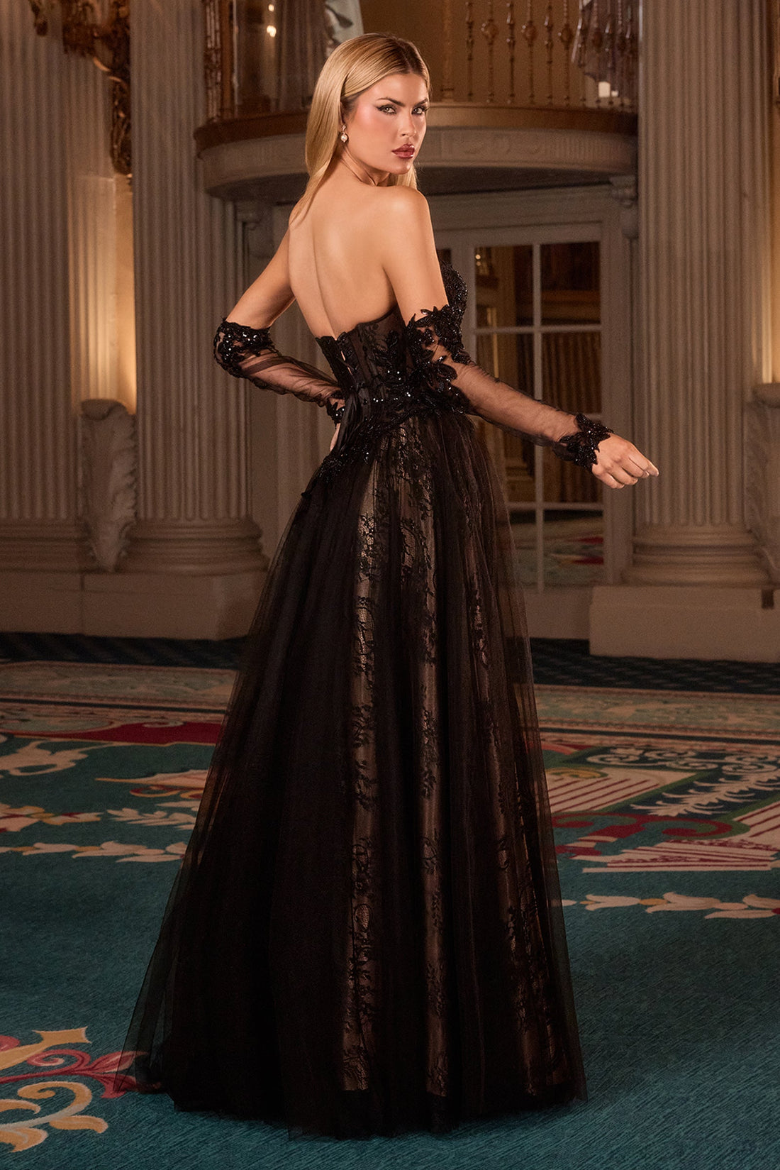 Strapless Glove A-line Gown by Ladivine CD717 Cinderella Divine