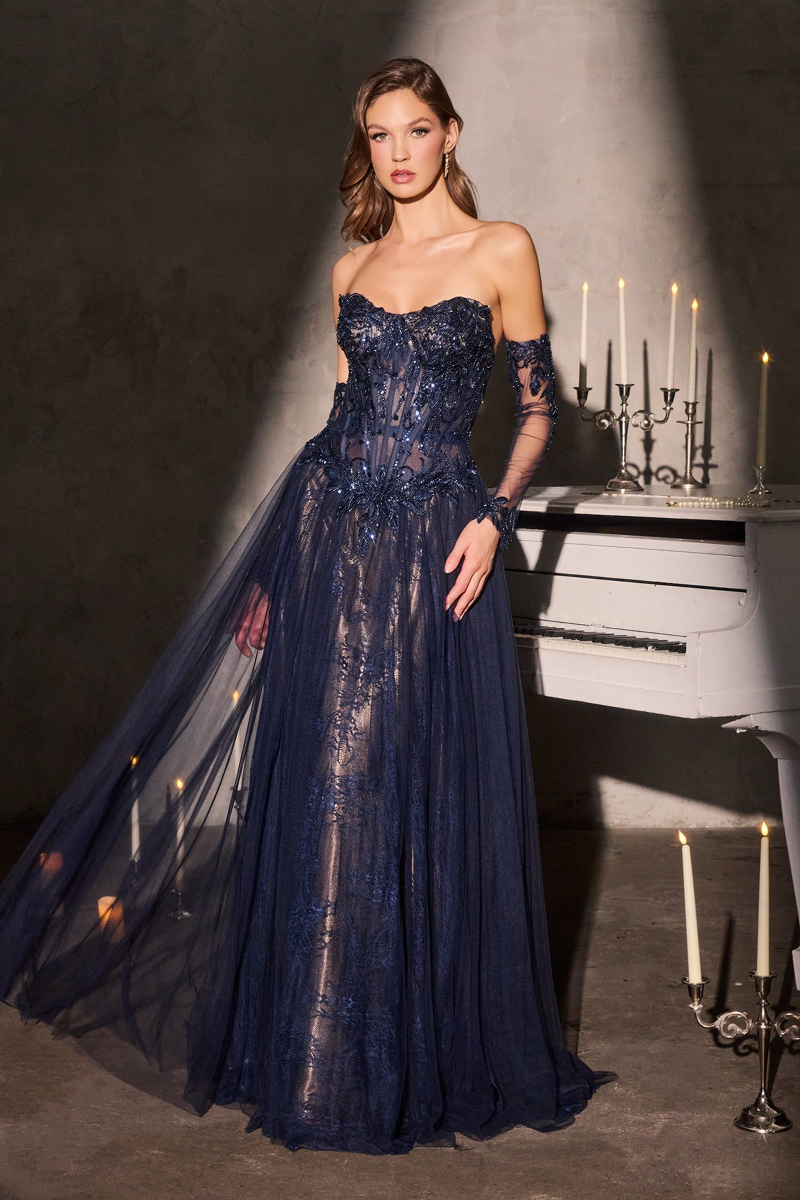 Strapless Glove A-line Gown by Ladivine CD717