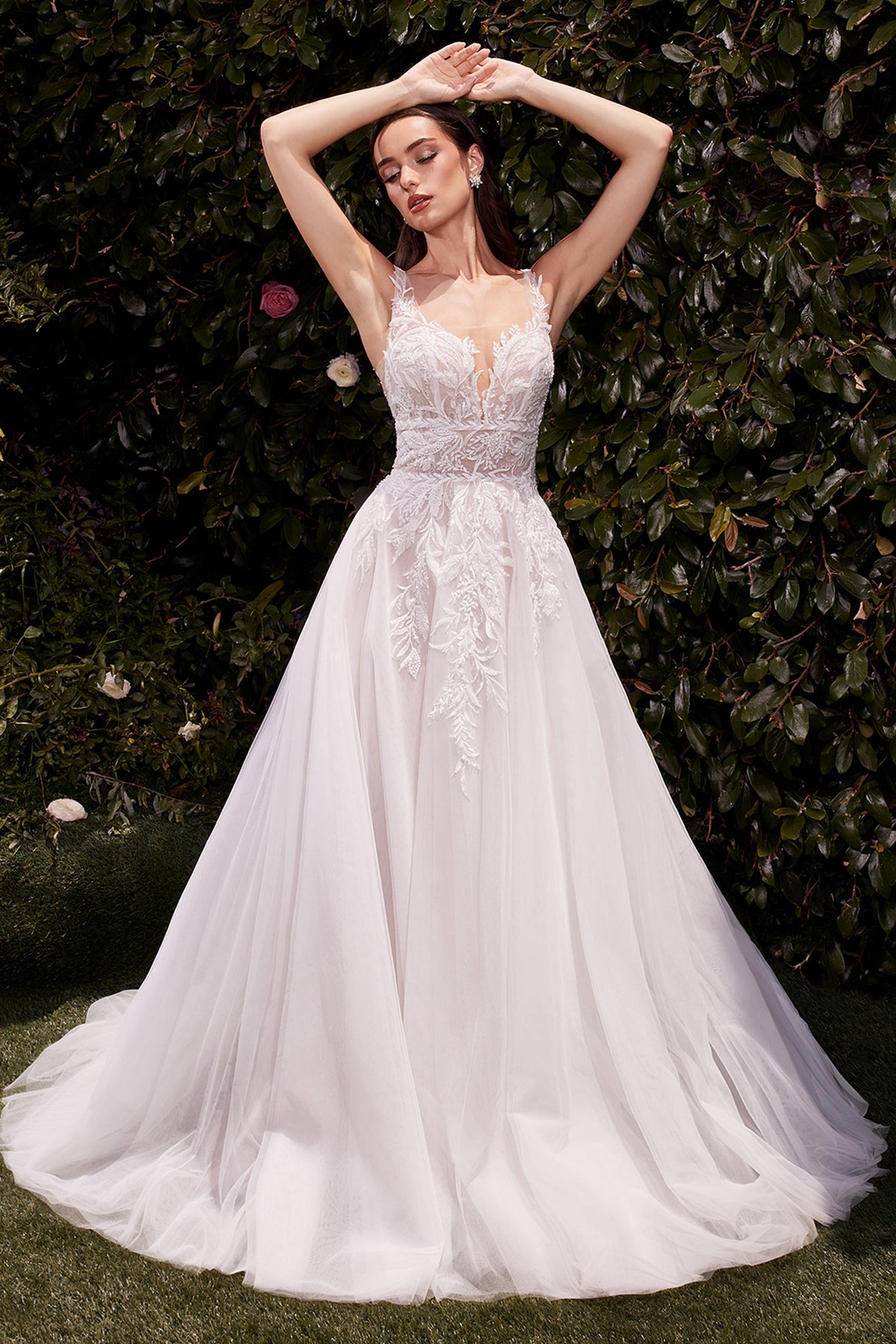 Applique Sleeveless Bridal Ball Gown | Ladivine
