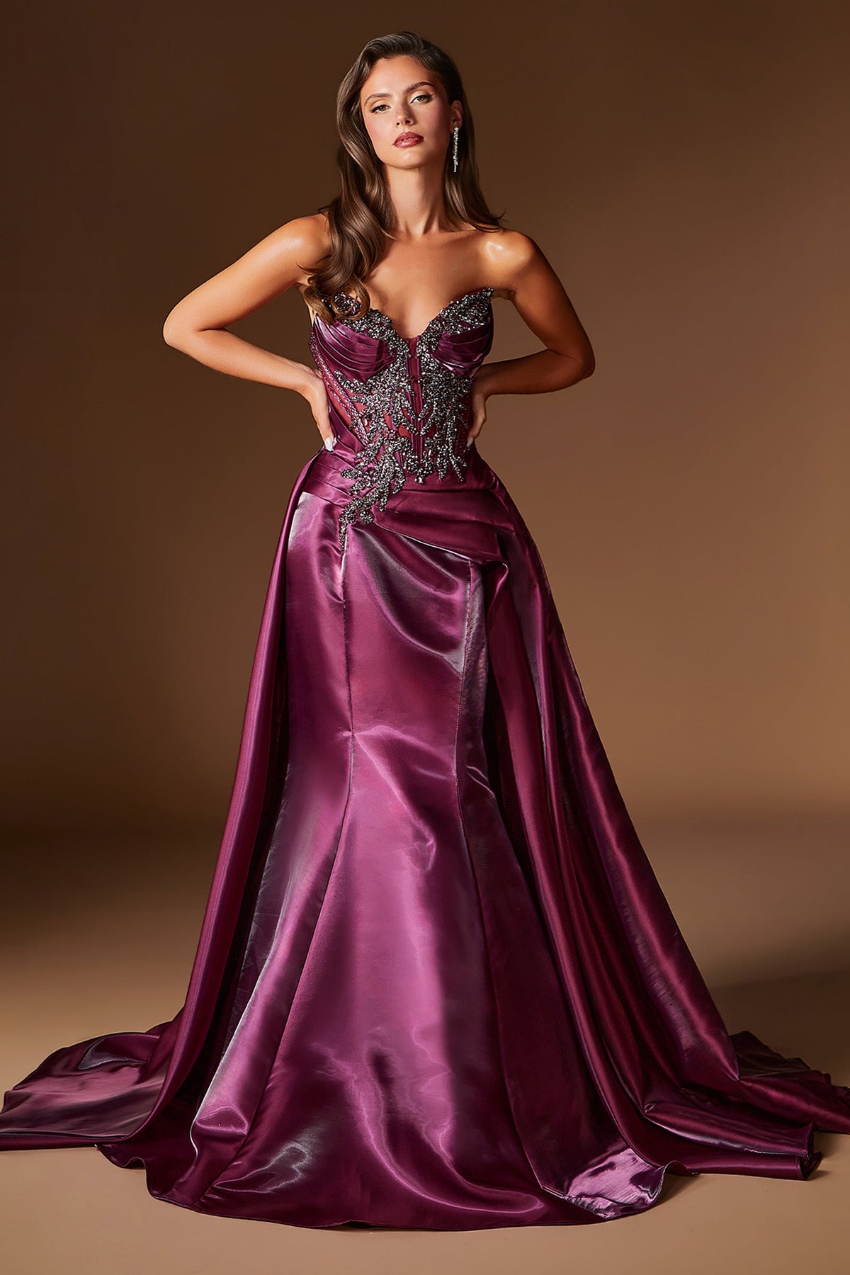 Organza Strapless Overskirt Formal Gown | Ladivine CDS568