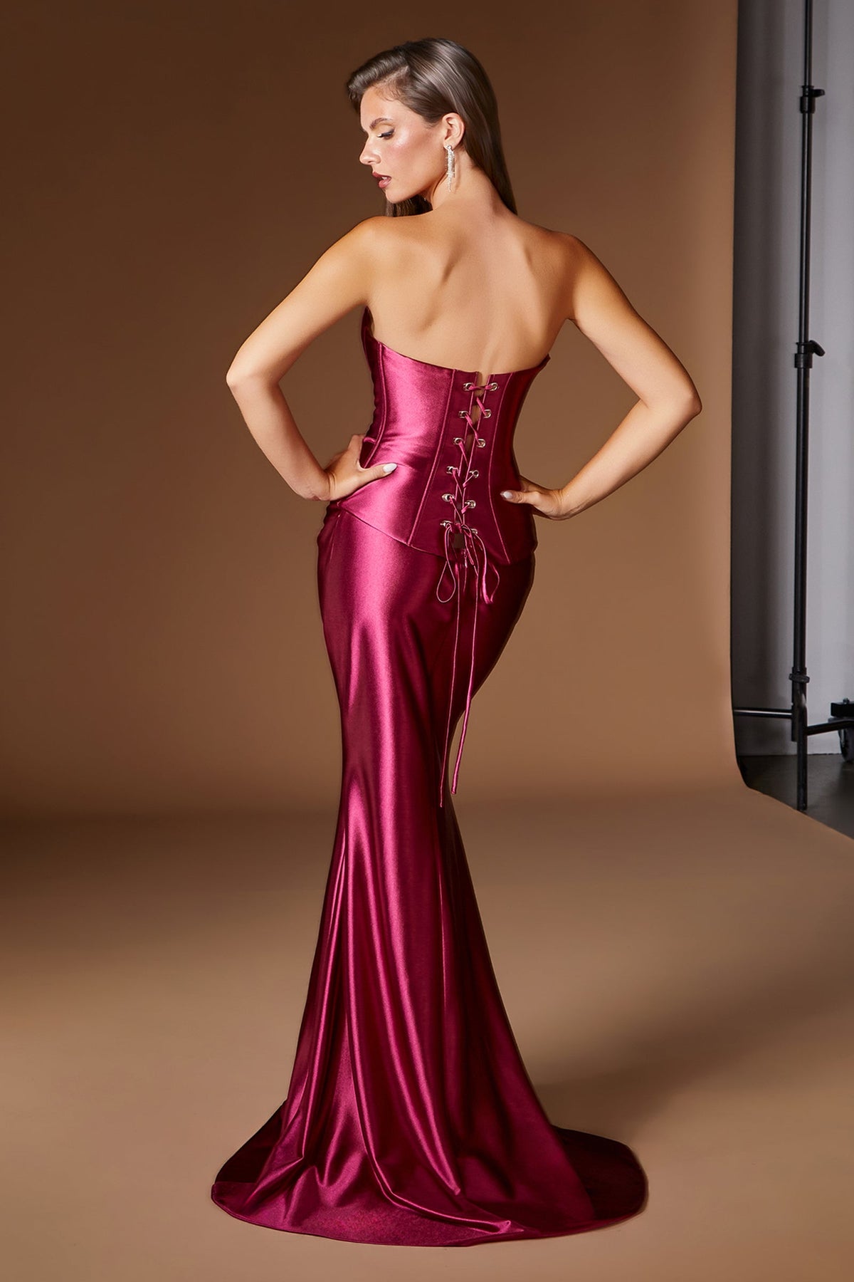 Satin Fitted Strapless Two Piece Gown | Ladivine CH2602