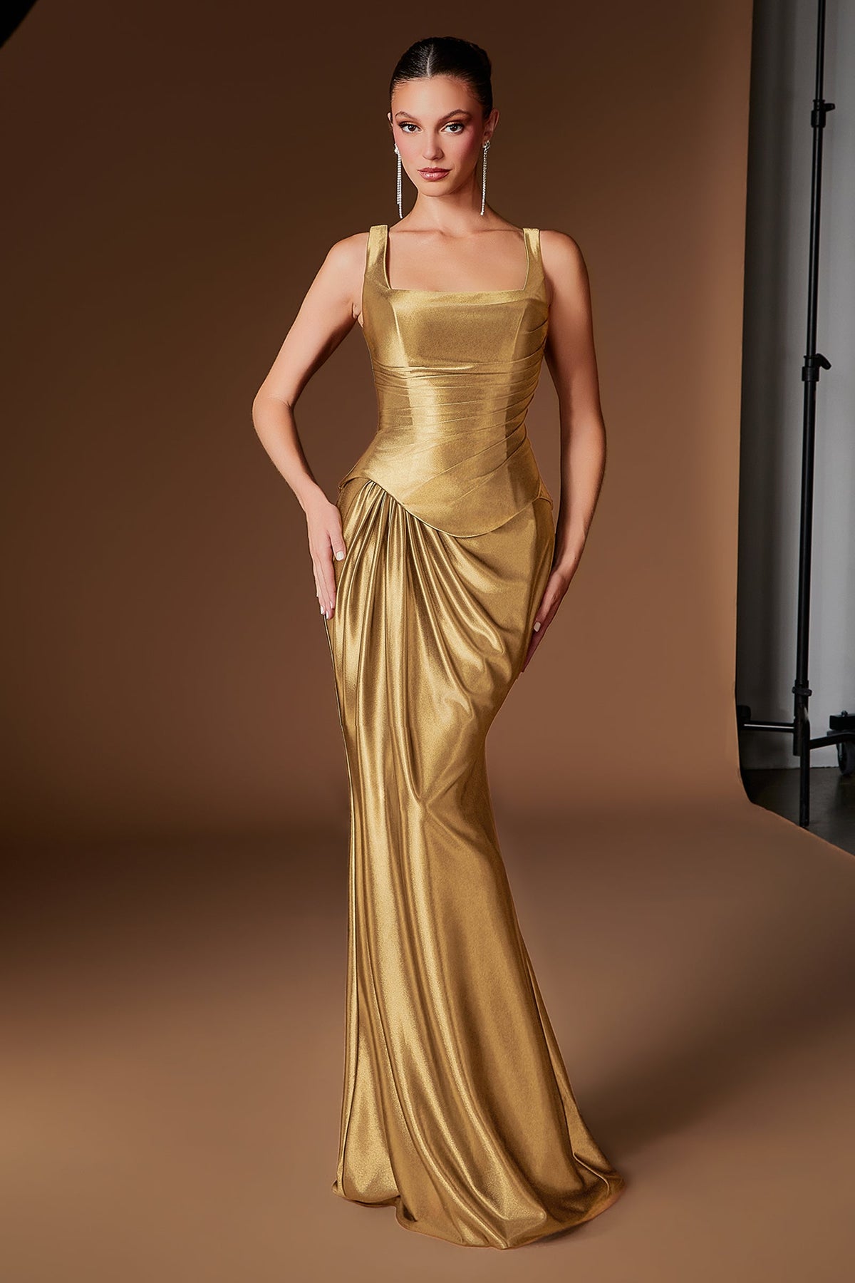 Satin Fitted Sleeveless Formal Gown | Ladivine CH2604