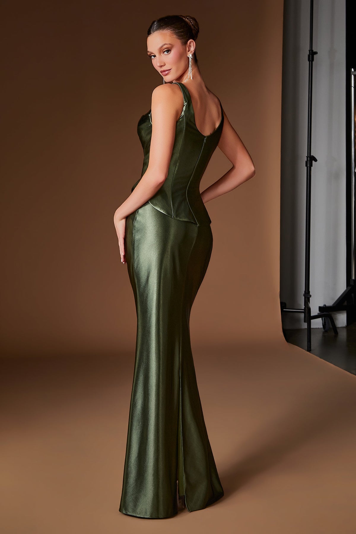 Satin Fitted Sleeveless Formal Gown | Ladivine CH2604