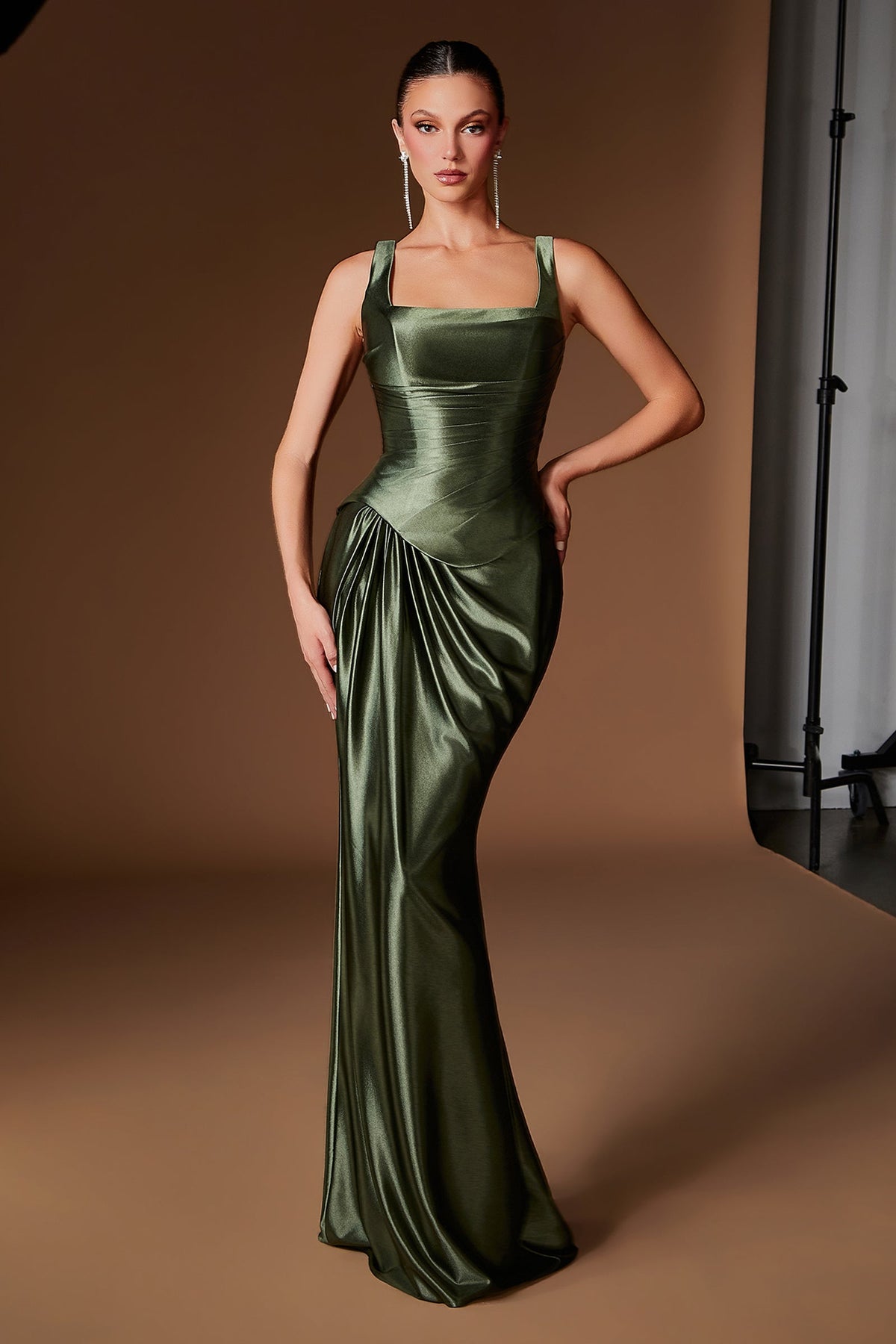 Satin Fitted Sleeveless Formal Gown | Ladivine CH2604